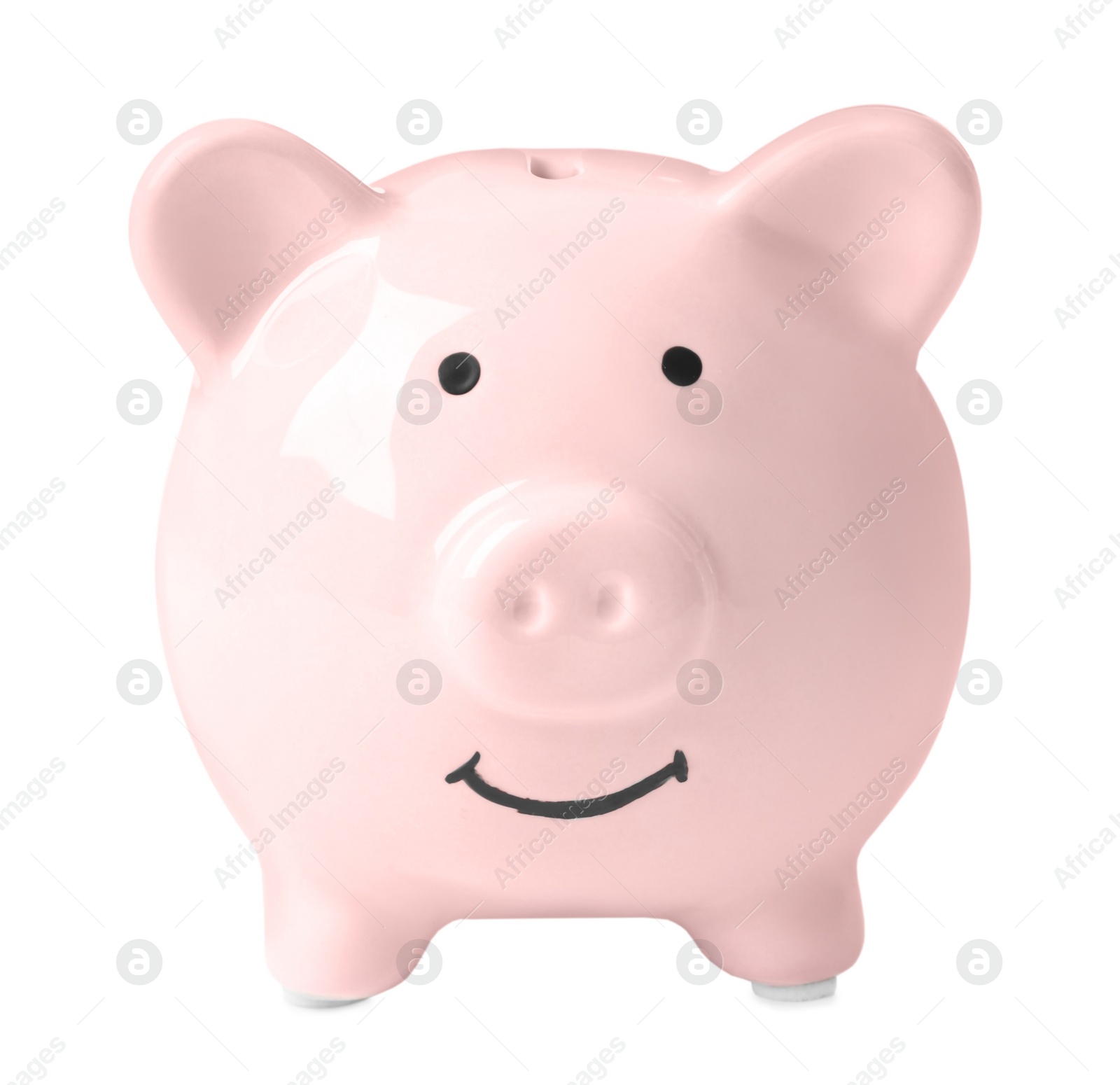 Photo of Piggy bank isolated on white. Saving money