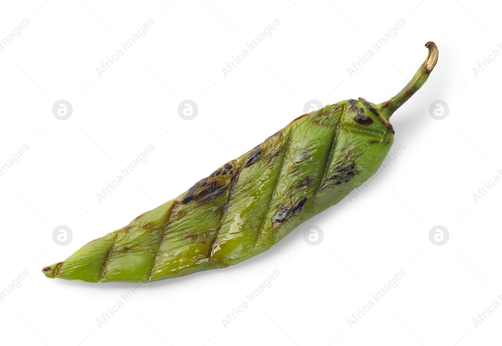 Photo of Grilled green chili pepper isolated on white