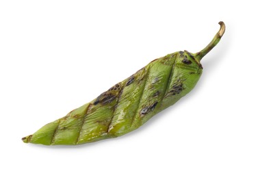 Photo of Grilled green chili pepper isolated on white