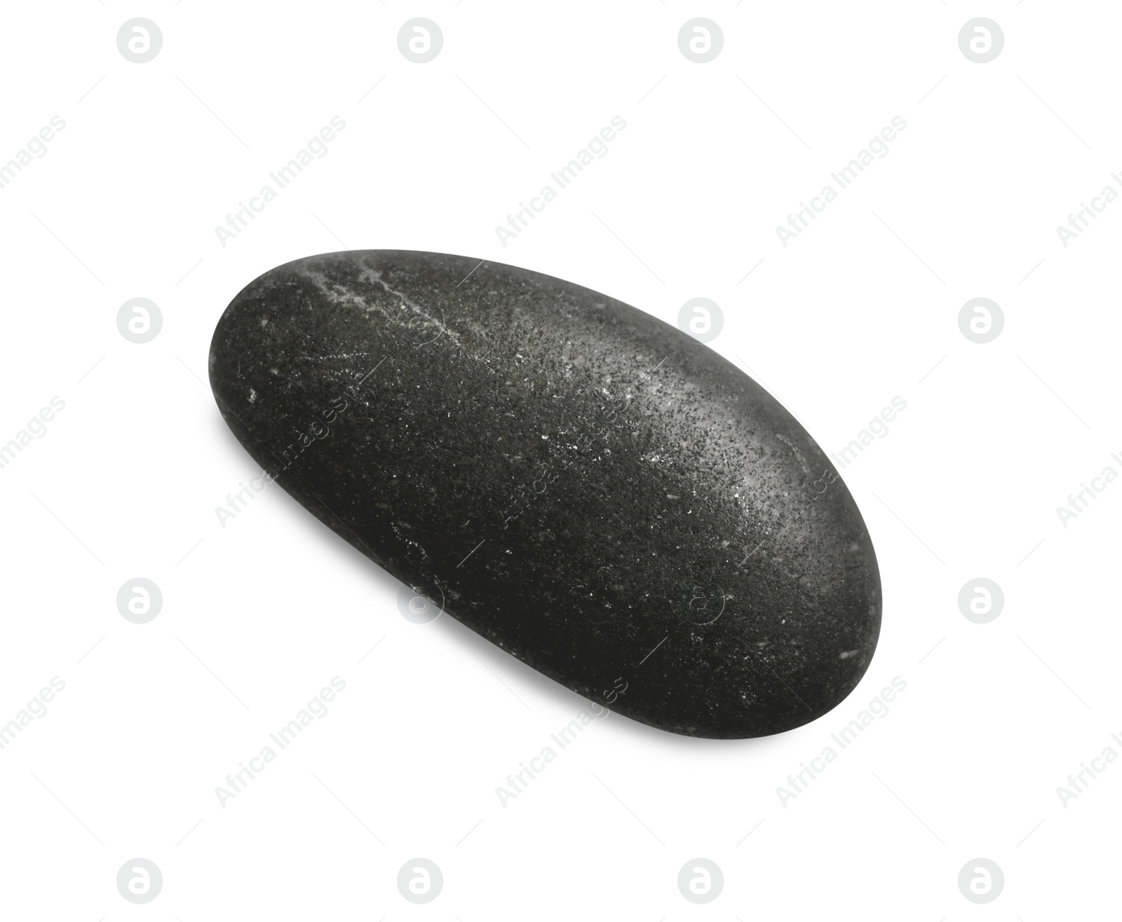 Photo of Black spa stone isolated on white, top view