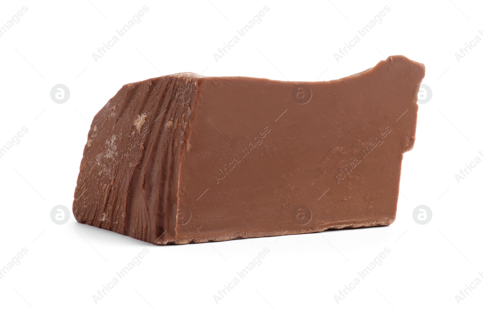 Photo of Piece of tasty milk chocolate isolated on white