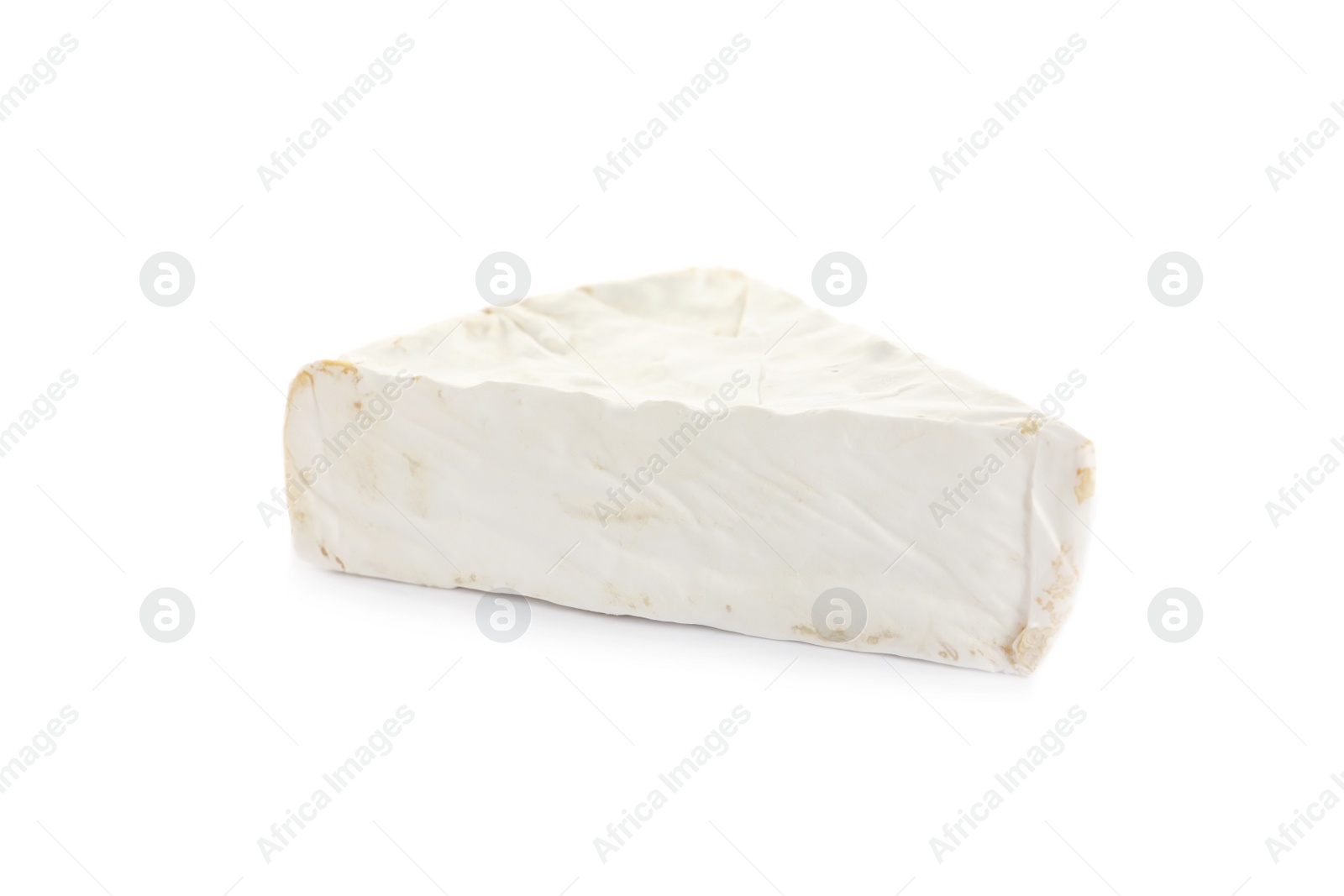 Photo of Piece of tasty brie cheese isolated on white