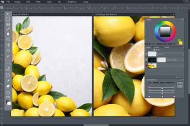 Image of Professional photo editor application.  lemons 