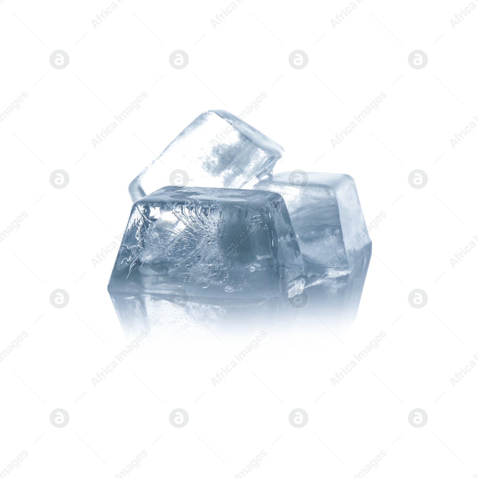 Photo of Crystal clear ice cubes isolated on white