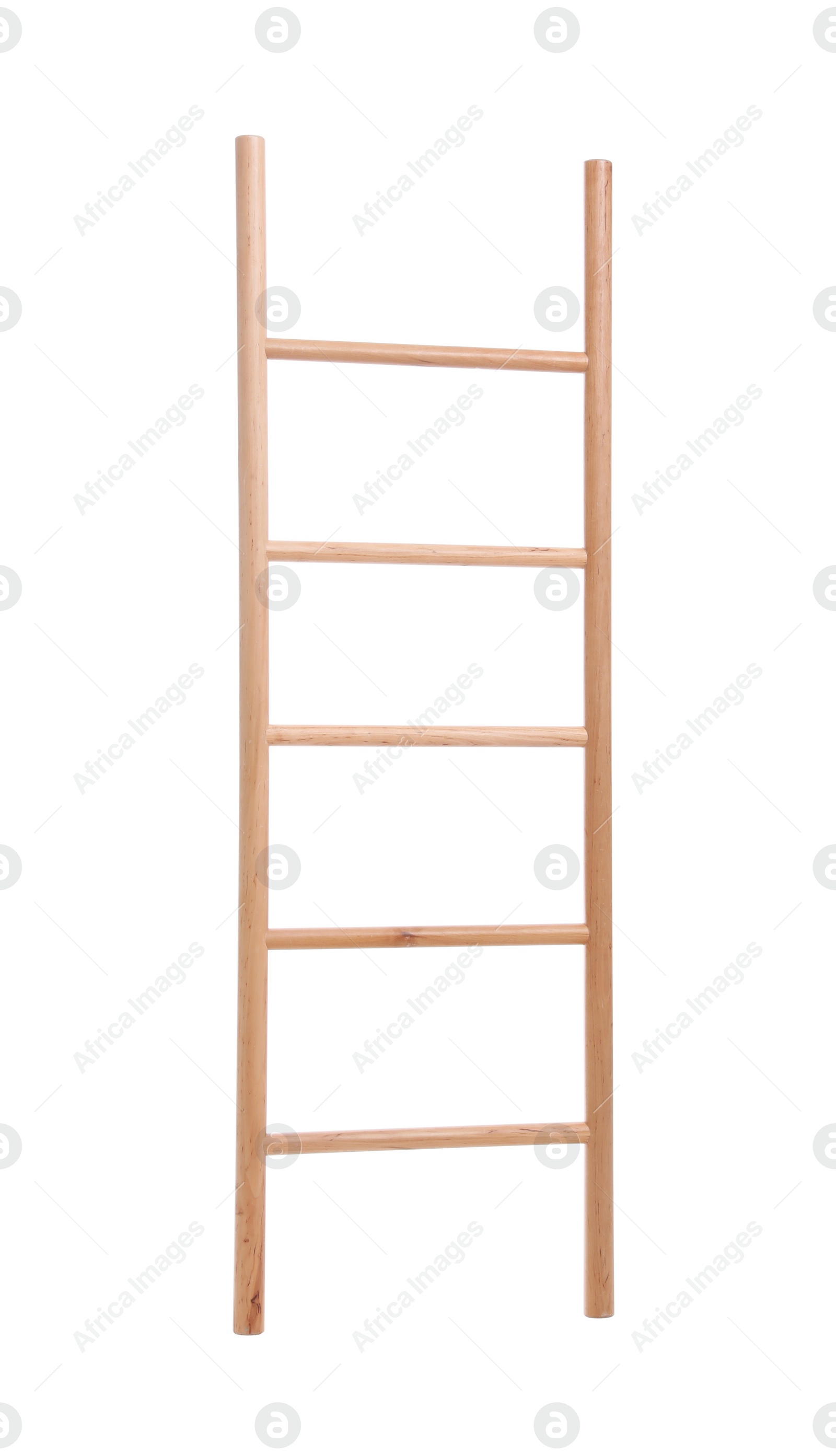 Photo of Modern wooden ladder isolated on white. Construction tool