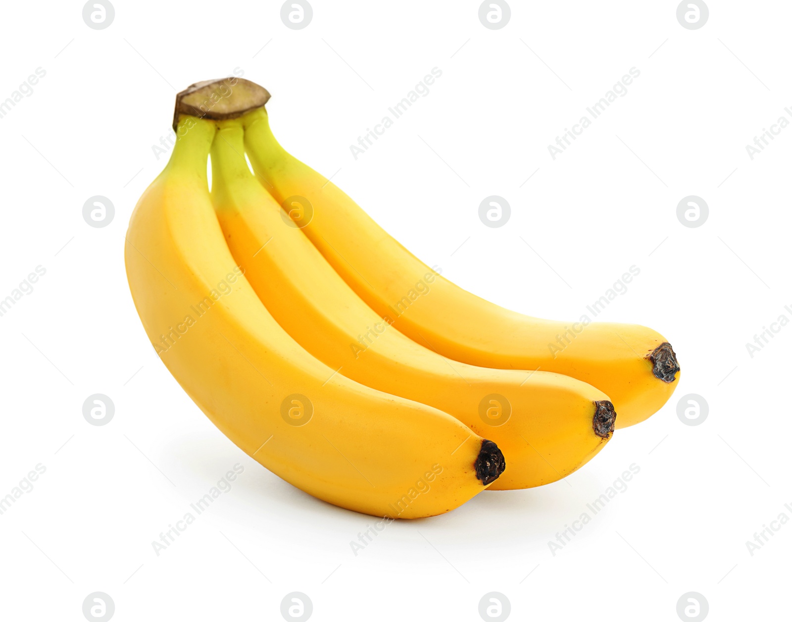 Image of Cluster of delicious ripe bananas isolated on white