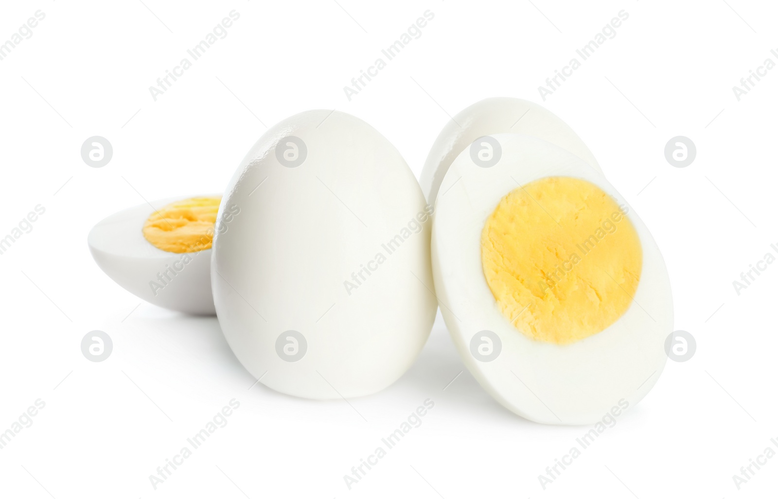 Photo of Fresh hard boiled chicken eggs isolated on white