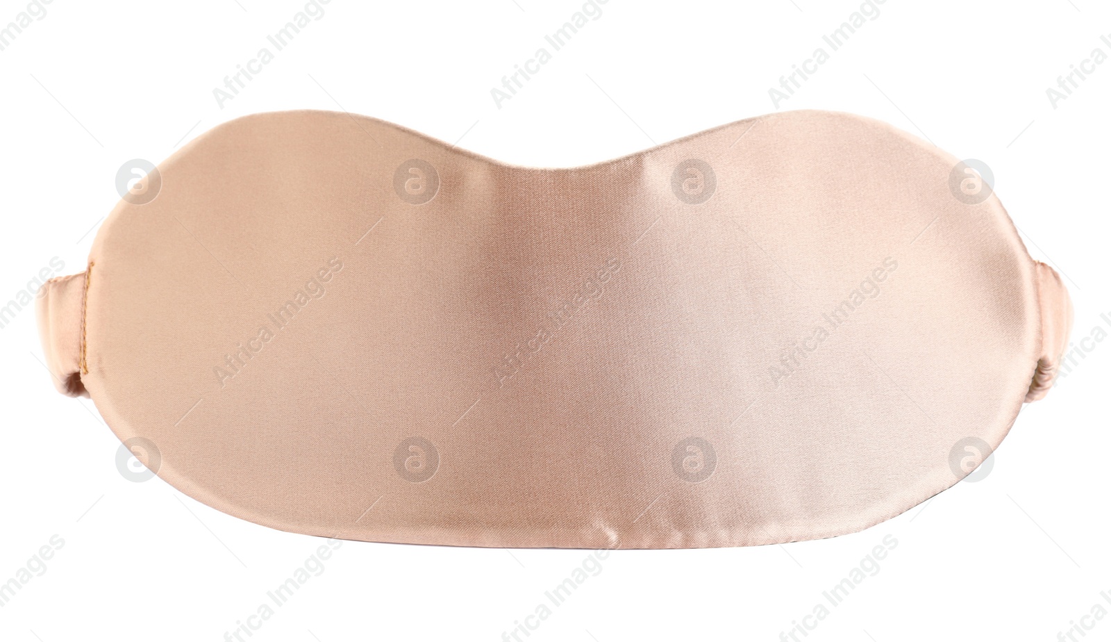 Photo of Beige sleeping mask isolated on white. Bedtime accessory