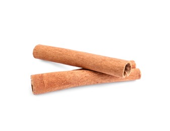 Two aromatic cinnamon sticks isolated on white