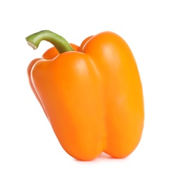 Photo of Fresh raw orange bell pepper isolated on white