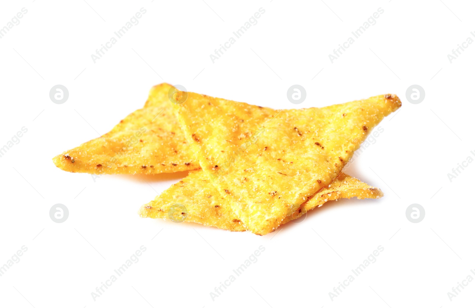 Photo of Tasty Mexican nachos chips on white background