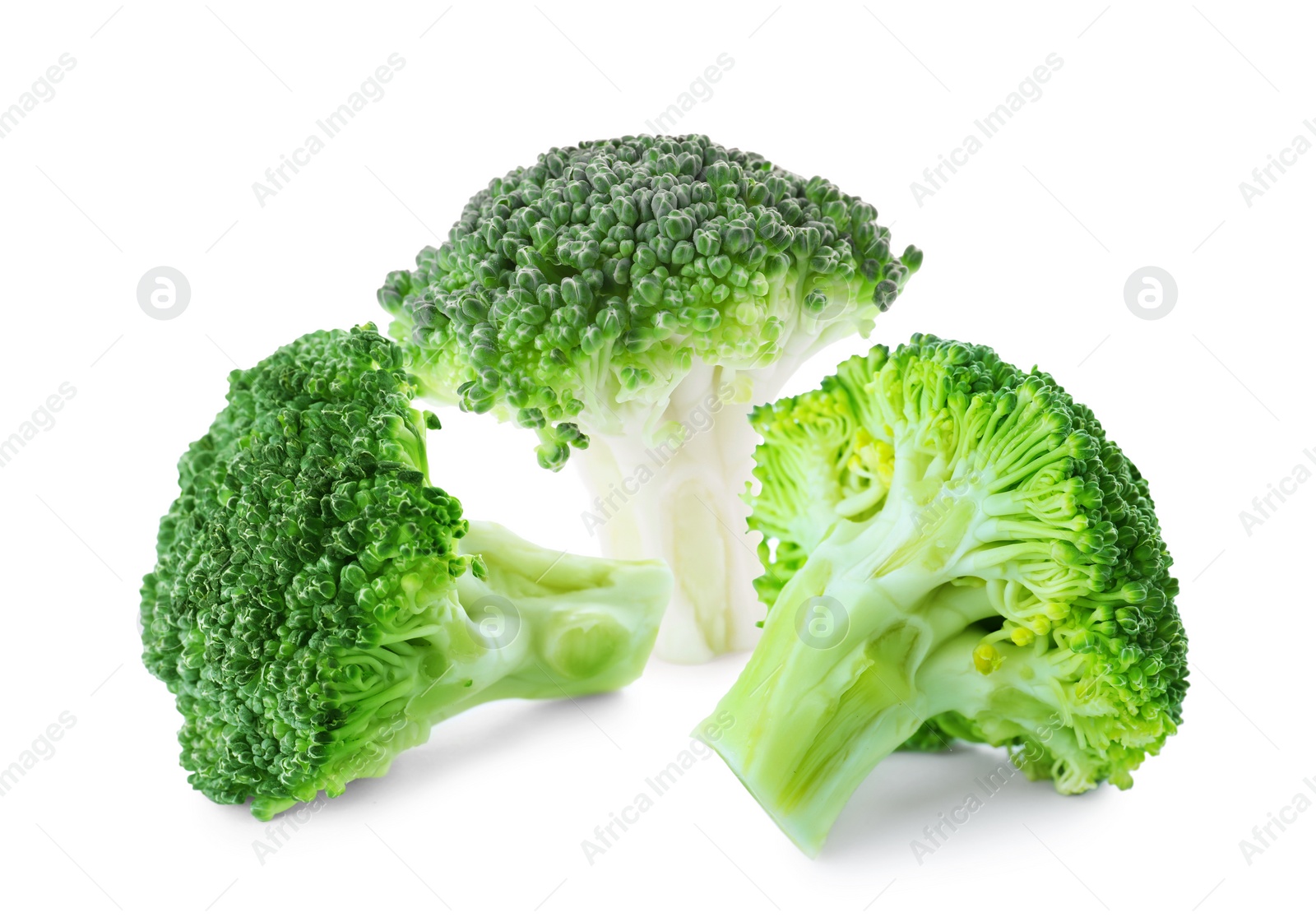 Image of Fresh green broccoli on white background. Edible plant