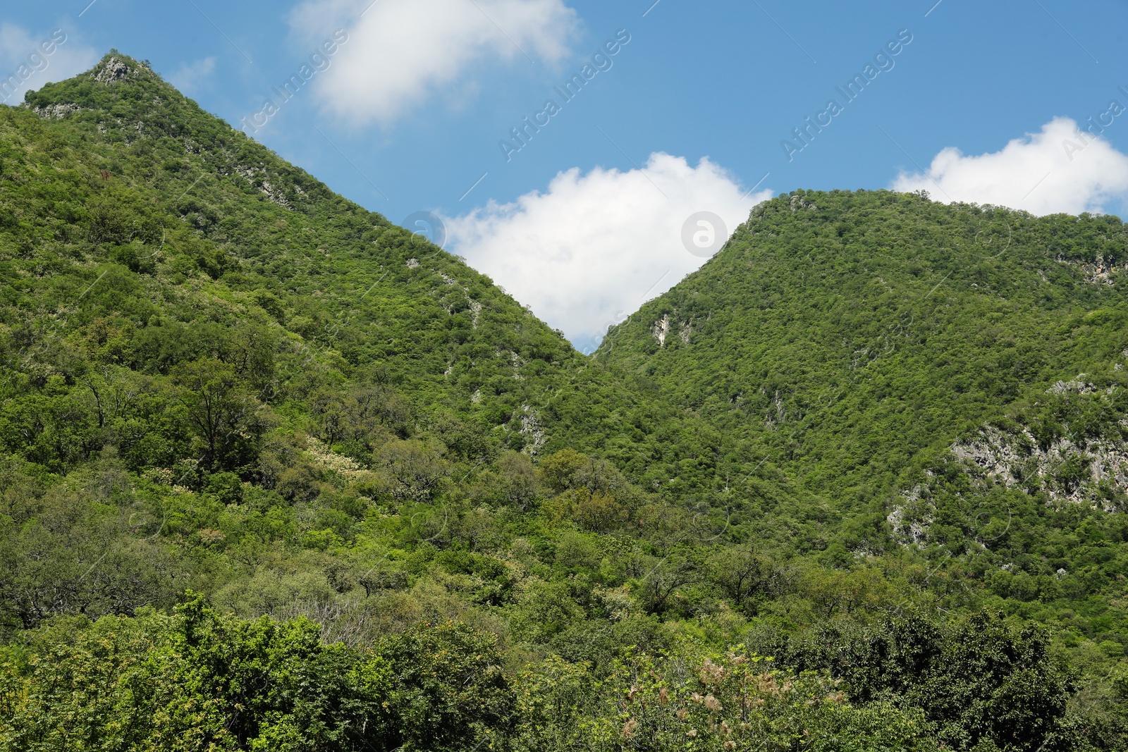 Photo of Picturesque view of beautiful mountains and blue sky