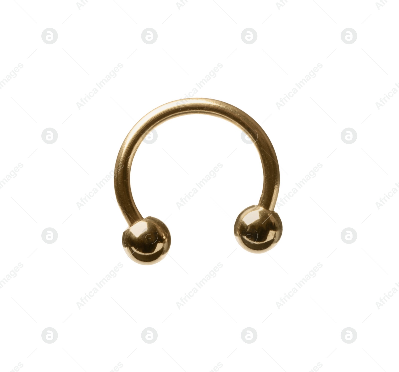 Photo of Piercing jewelry. Circular barbell isolated on white