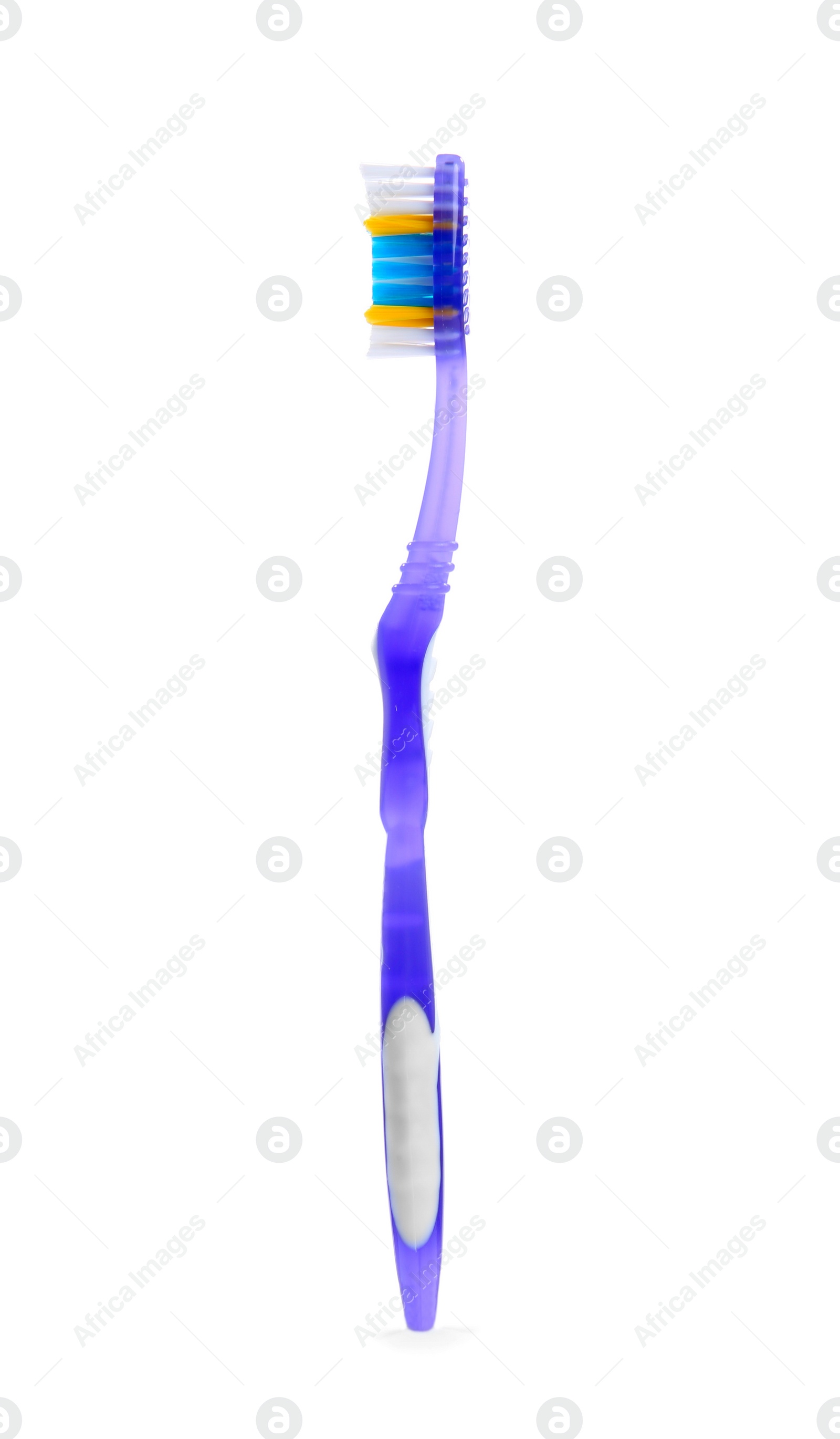 Photo of Color toothbrush on white background. Dental care