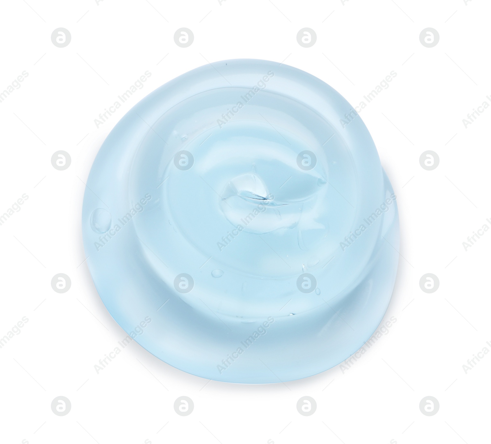 Photo of Sample of transparent cosmetic gel on white background, top view