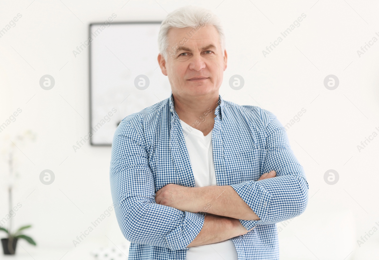 Photo of Portrait of stylish mature man indoors