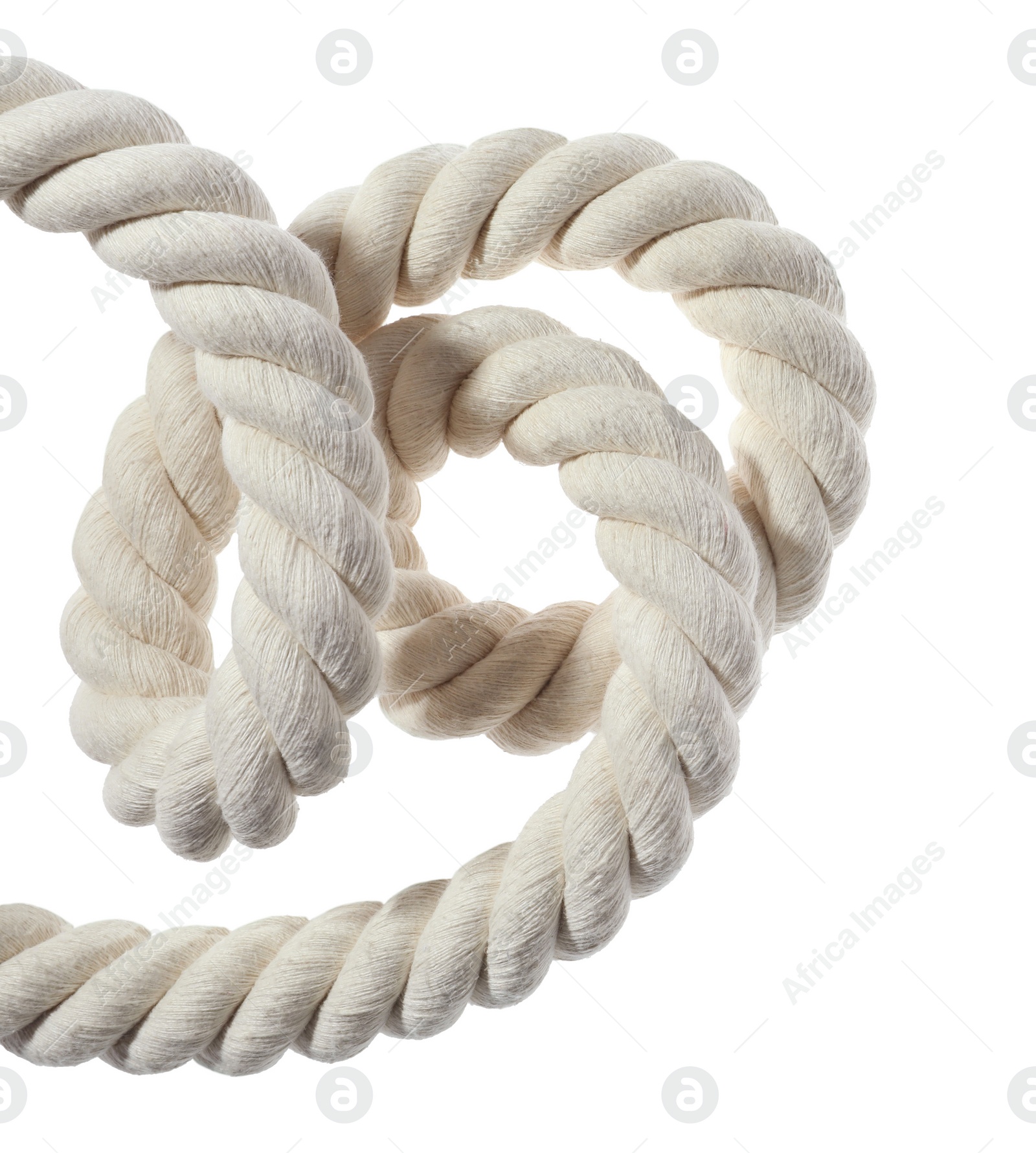 Photo of Hemp rope isolated on white. Natural material