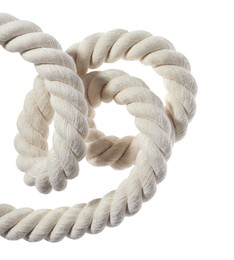 Photo of Hemp rope isolated on white. Natural material