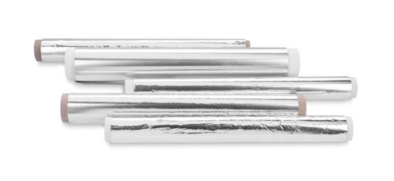 Rolls of aluminum foil isolated on white