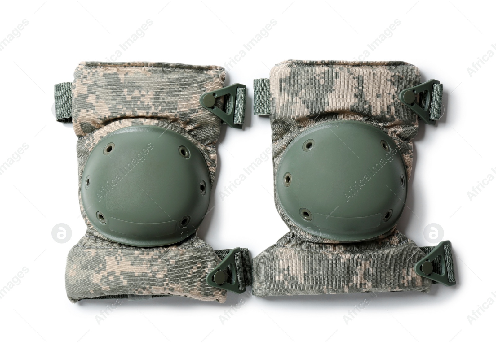 Photo of Military knee pads on white background