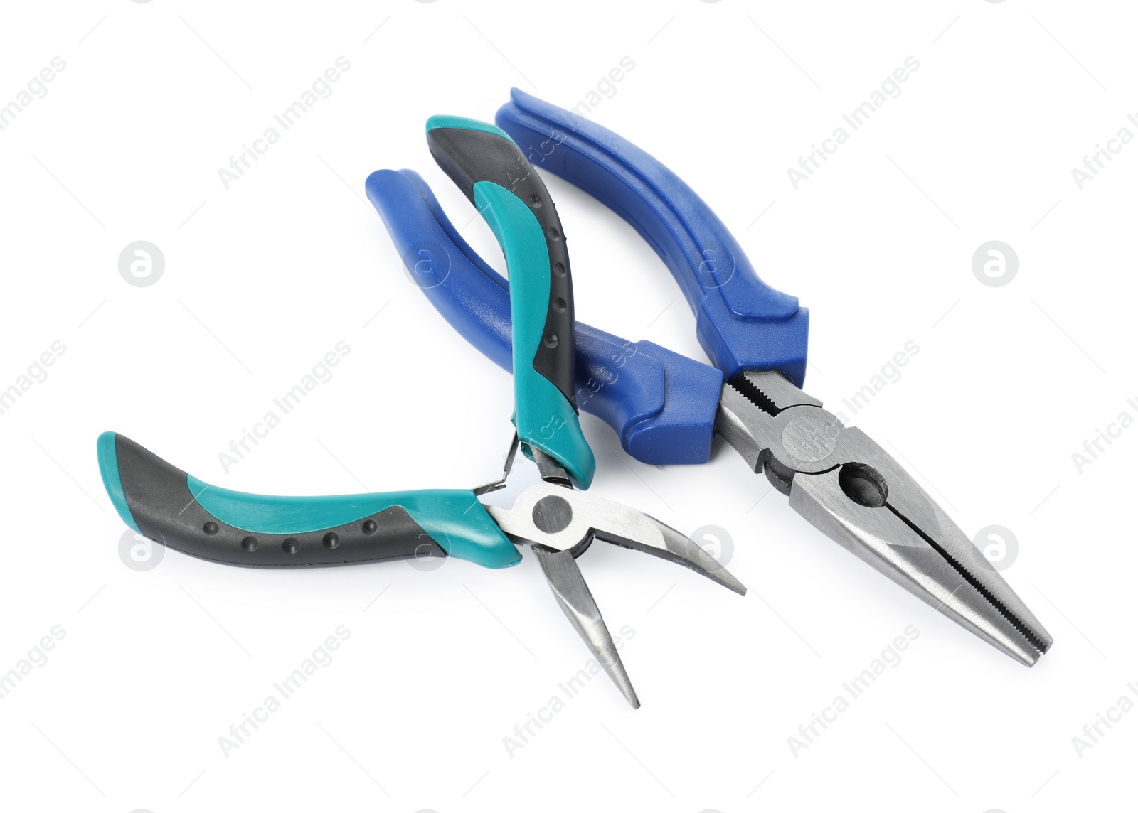 Photo of Different pliers isolated on white. Construction tool