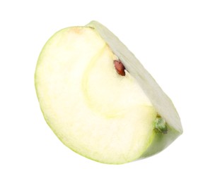 Photo of Piece of ripe green apple isolated on white