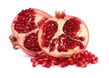 Image of Fresh ripe juicy pomegranate on white background