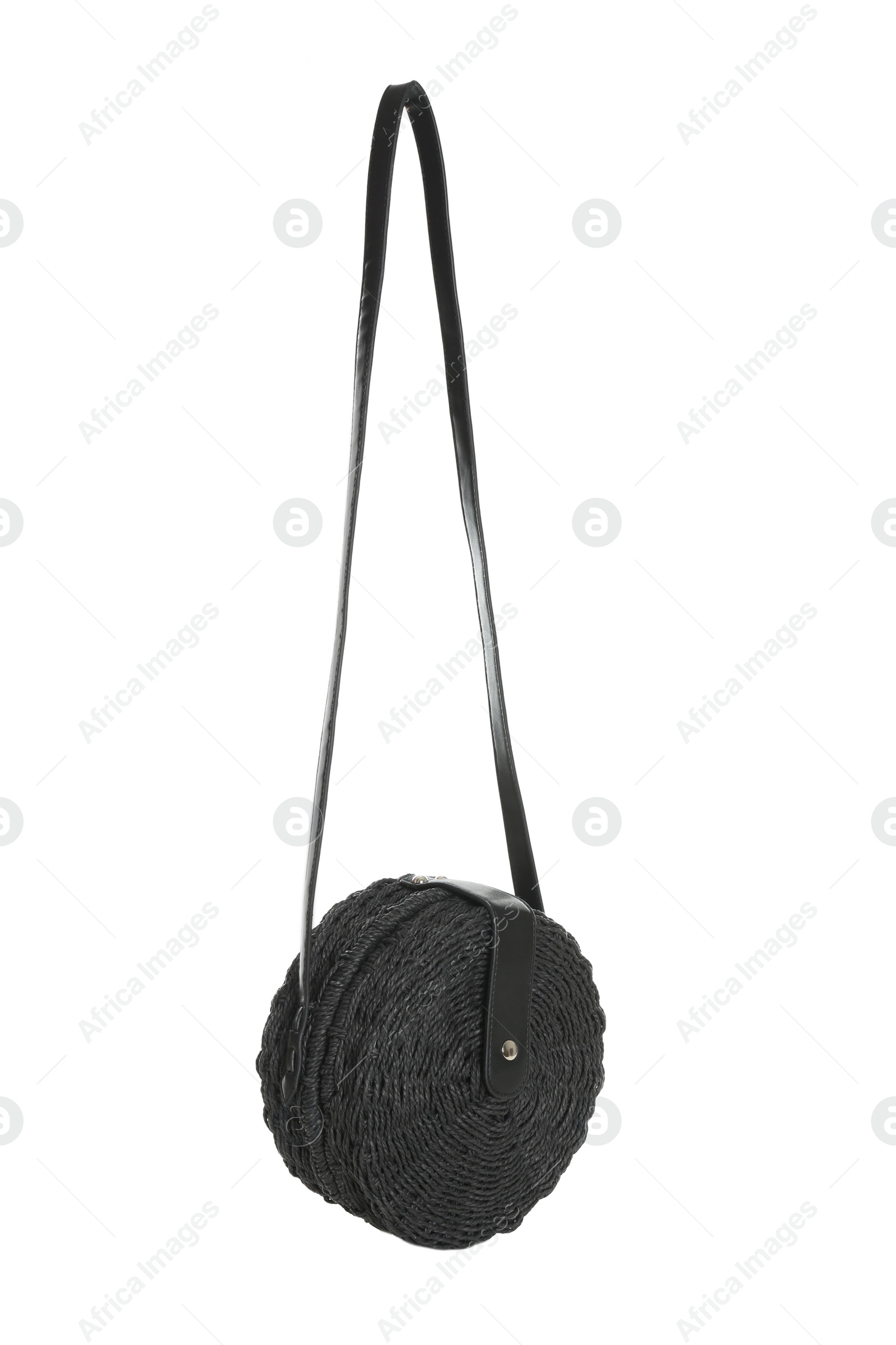 Photo of Stylish black woman's bag isolated on white