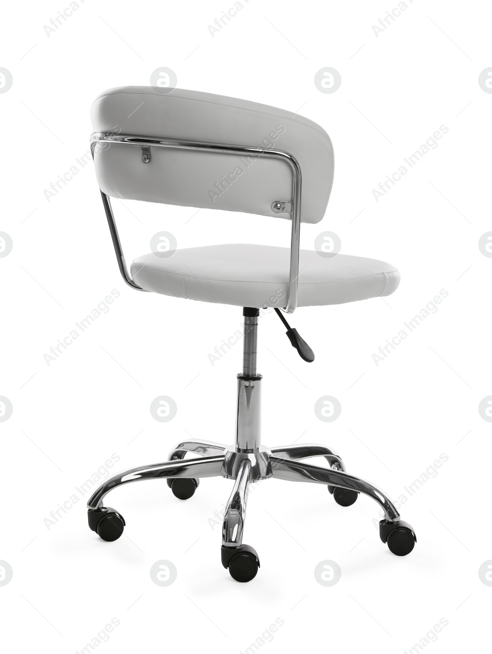 Photo of White leather office chair isolated on white