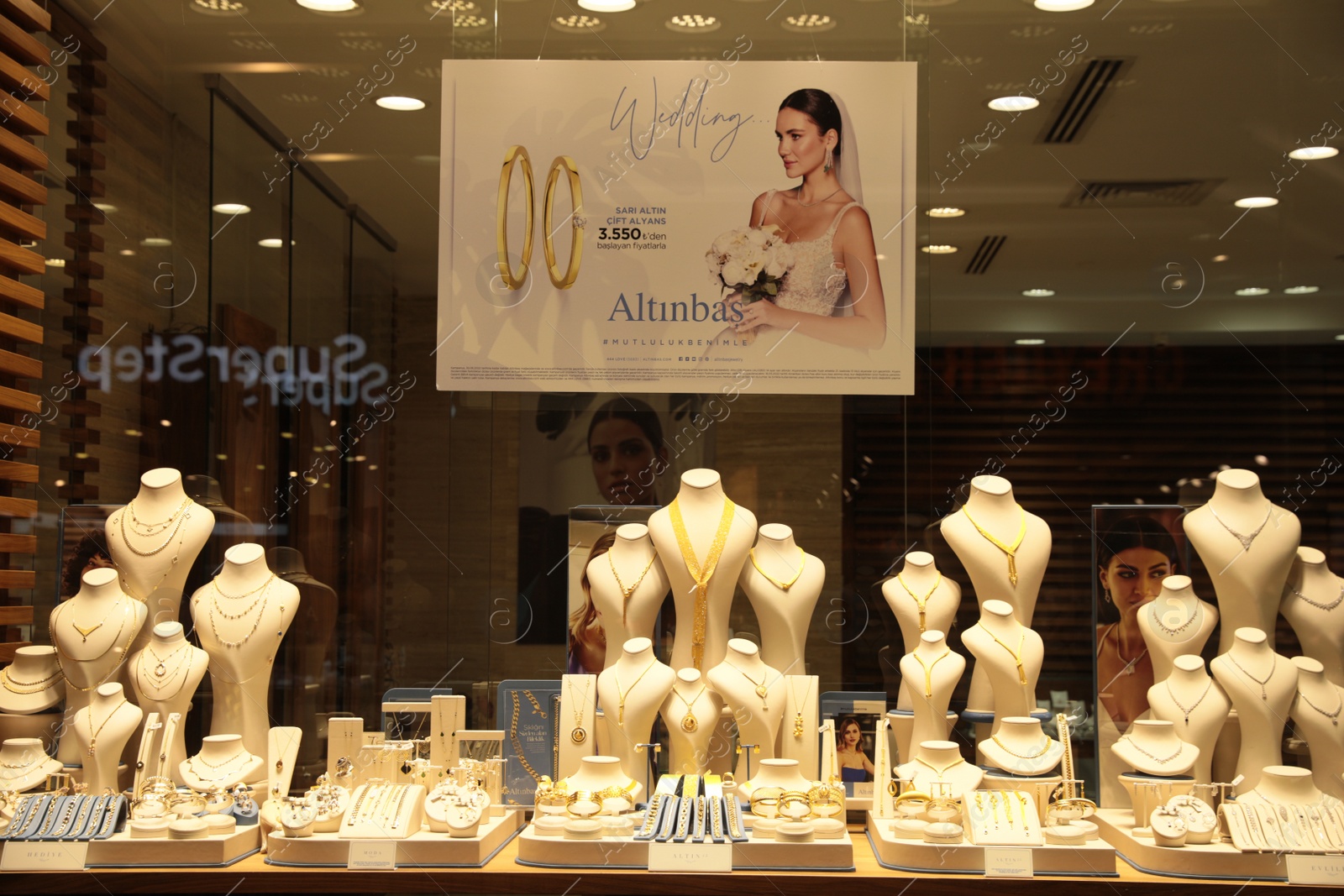 Photo of Showcase with luxury accessories in beautiful shop