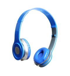 Photo of Stylish headphones with pads on white background