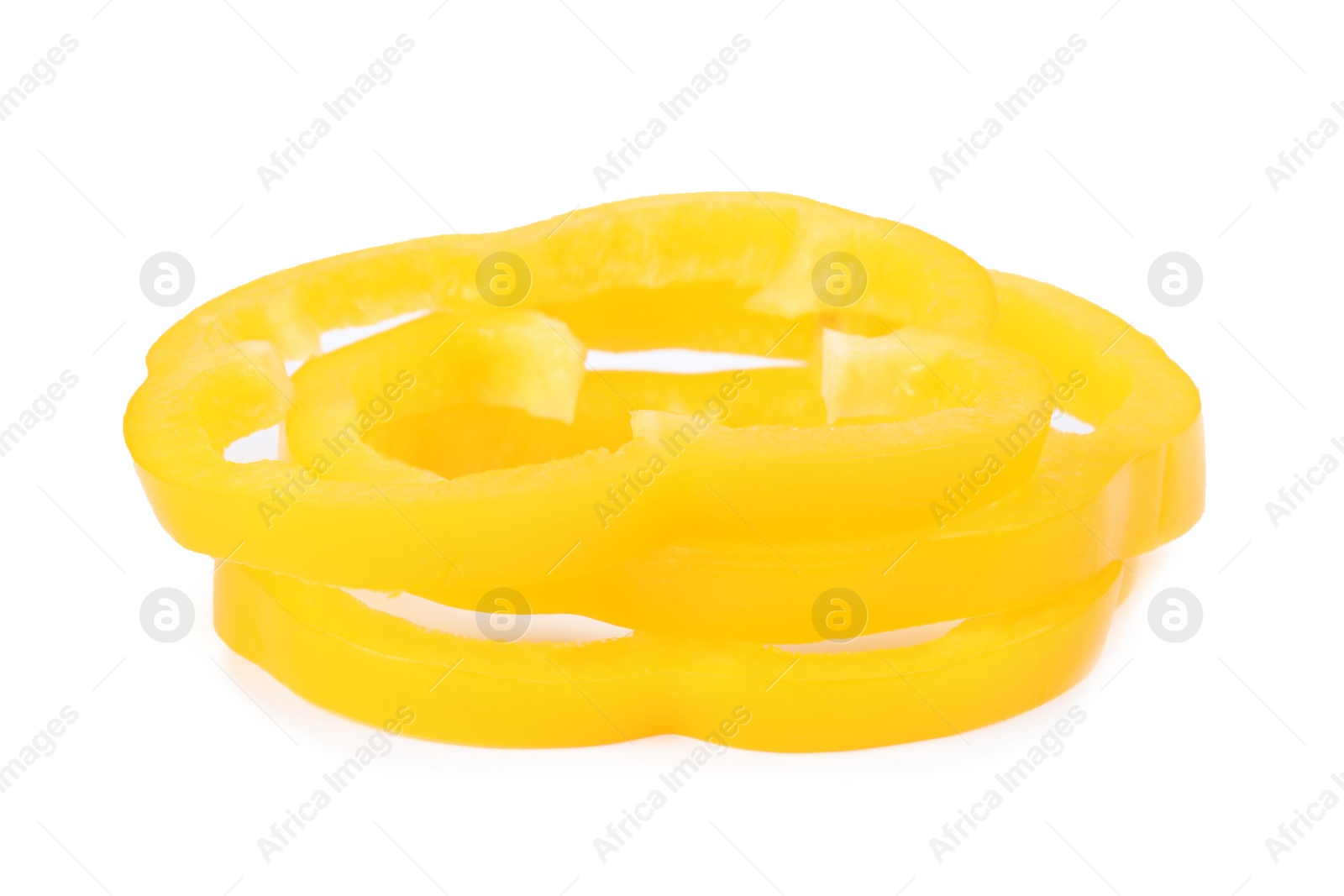 Photo of Rings of yellow bell pepper isolated on white