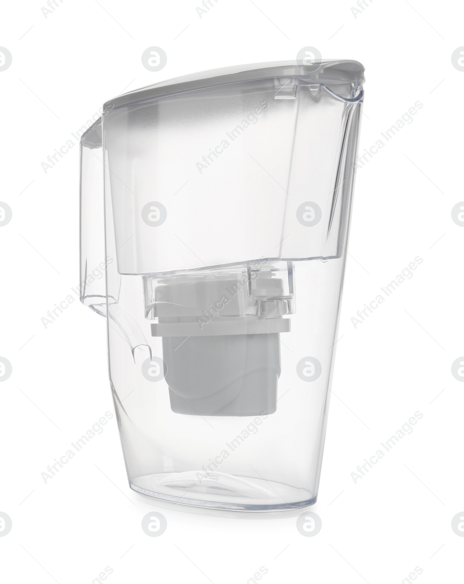 Photo of Empty water filter jug isolated on white