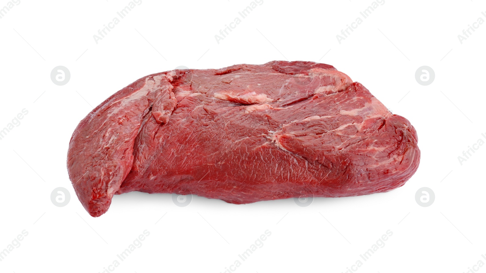 Photo of Piece of raw beef meat isolated on white