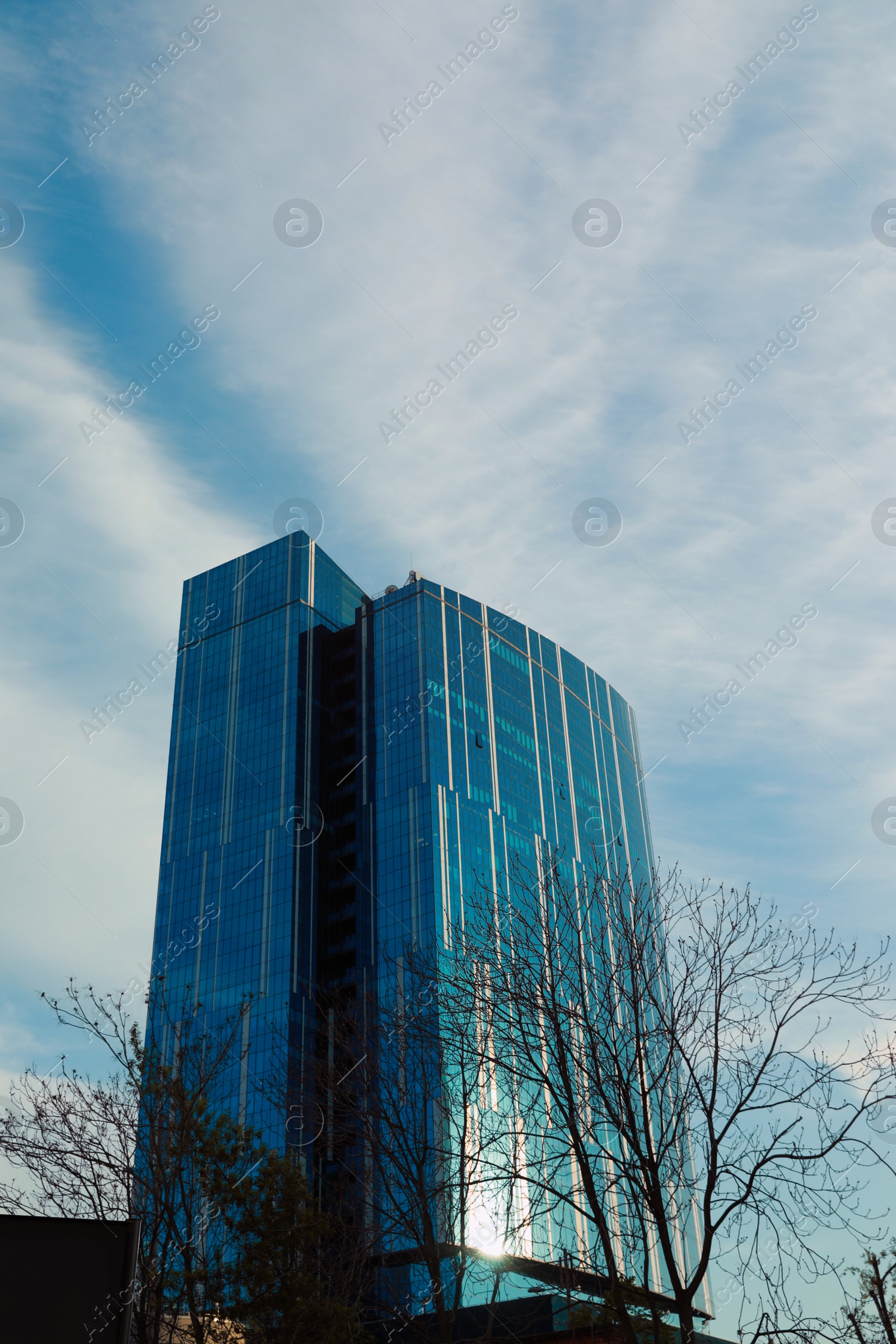 Photo of Beautiful modern building on sunny day, low angle view