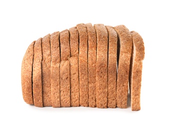 Photo of Fresh bread on white background. Baked goods