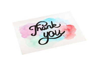 Card with phrase Thank You isolated on white