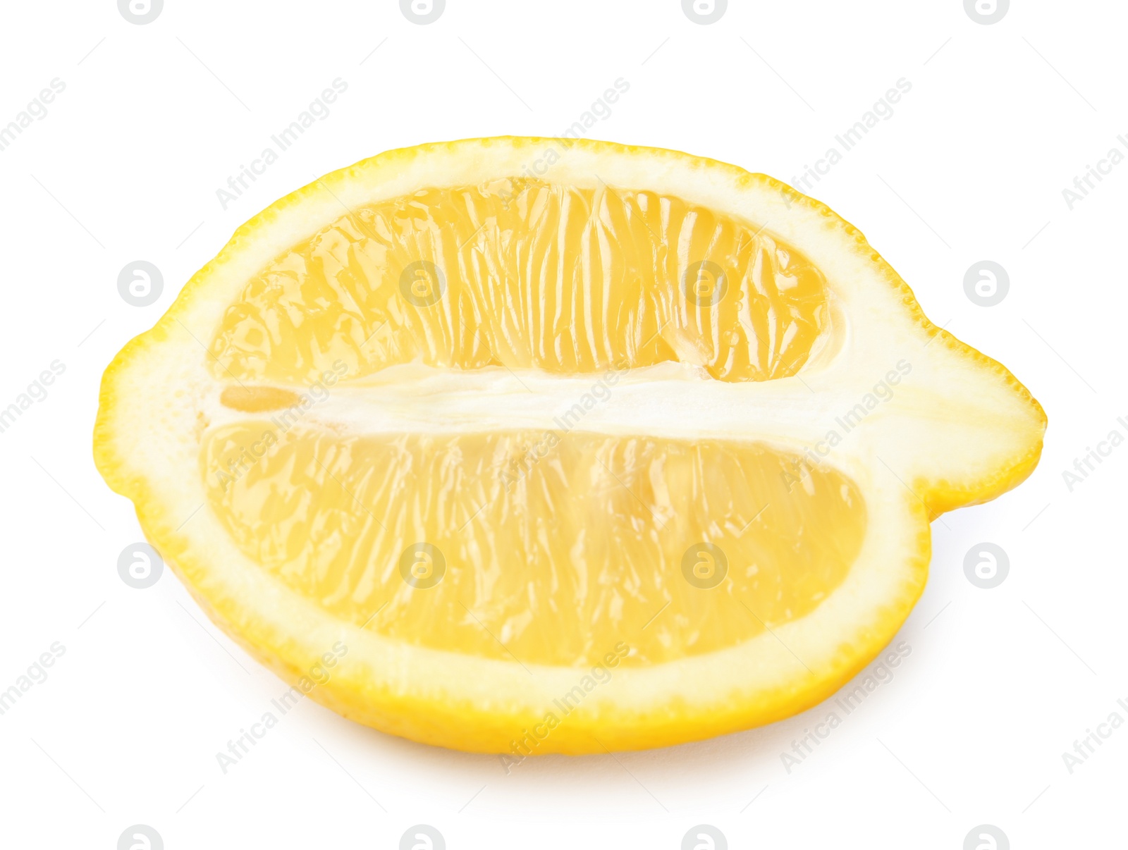 Photo of Half of ripe lemon on white background