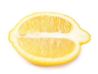 Photo of Half of ripe lemon on white background