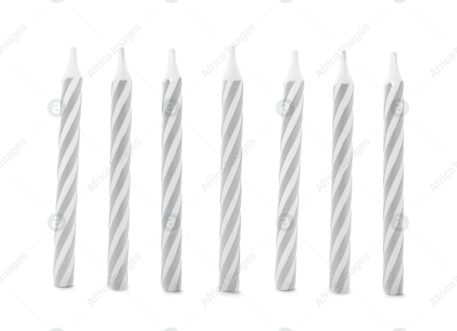 Photo of Silver striped birthday candles isolated on white