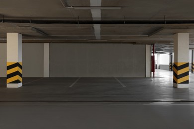 Open car parking garage with marking lines