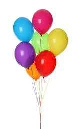 Photo of Bunch of colorful balloons on white background