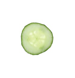 Photo of Slice of fresh green cucumber isolated on white