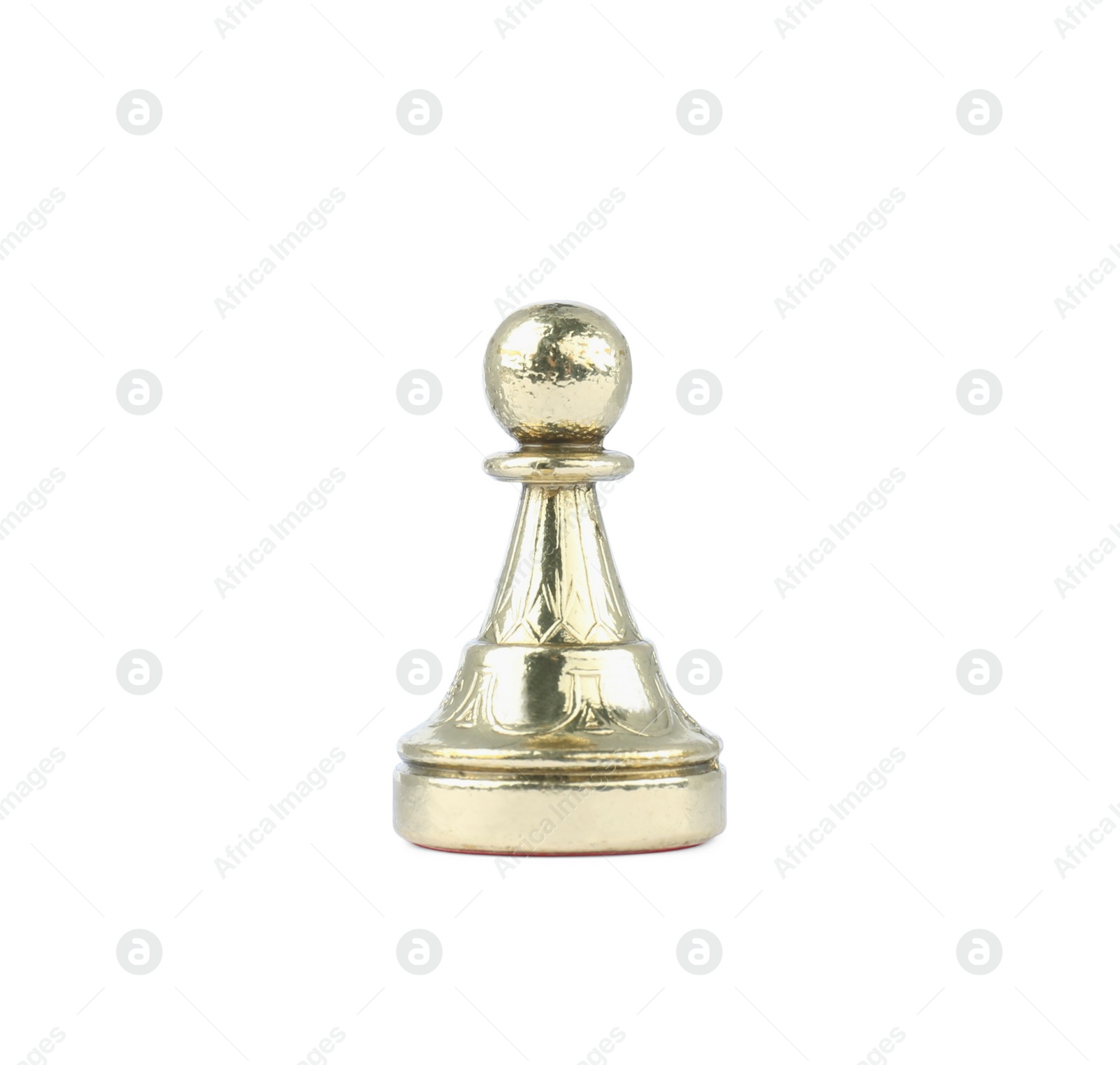 Photo of Golden pawn isolated on white. Chess piece