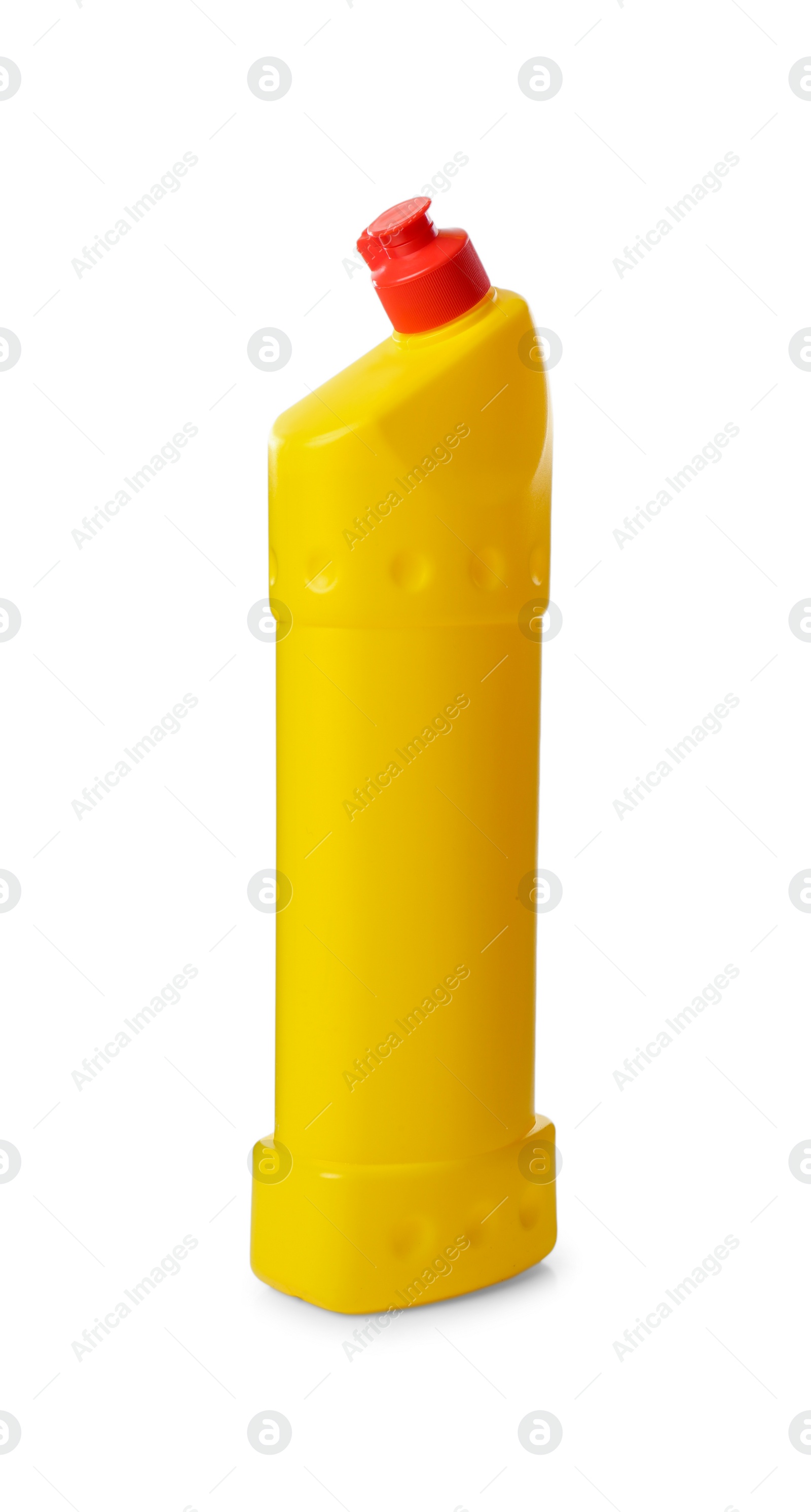 Photo of Yellow bottle of cleaning product isolated on white