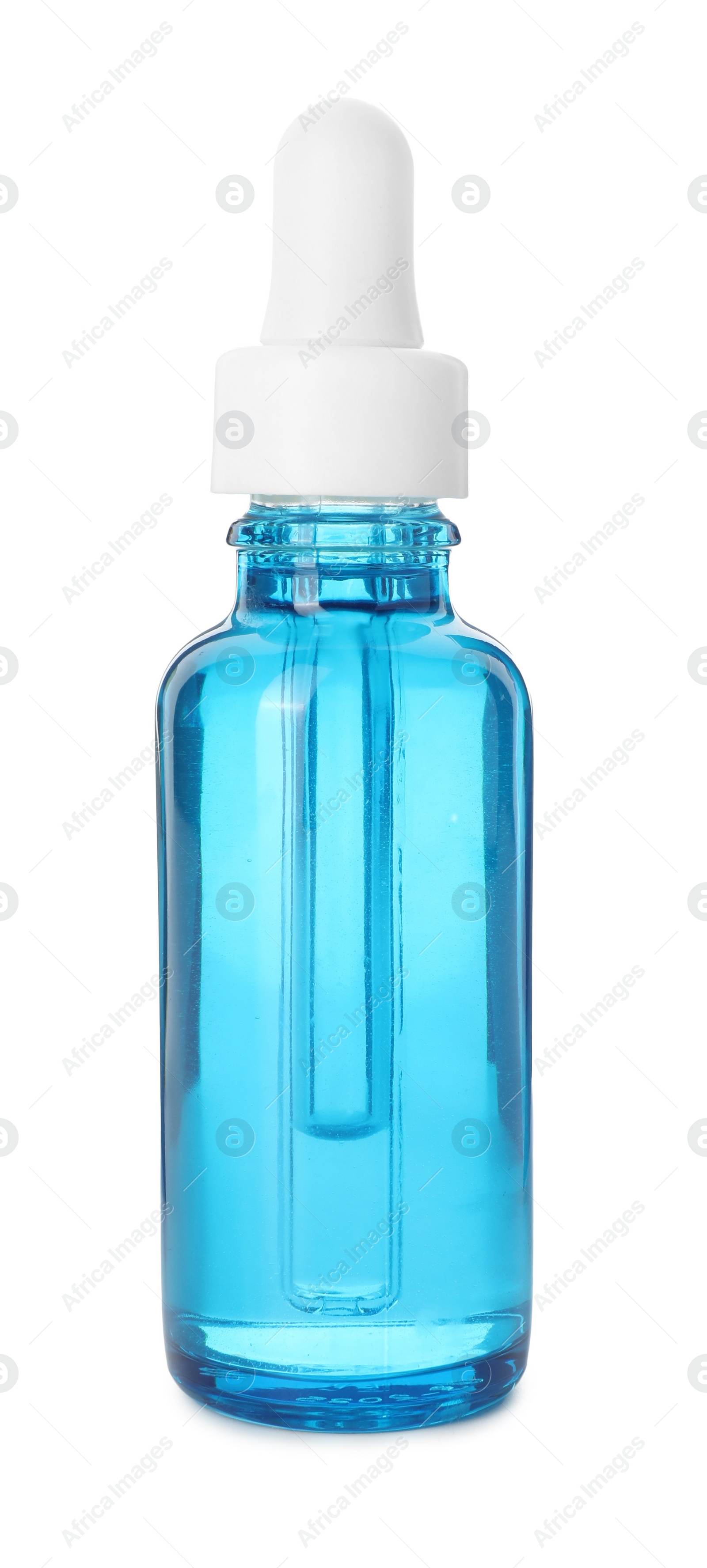 Photo of Bottle with cosmetic product isolated on white