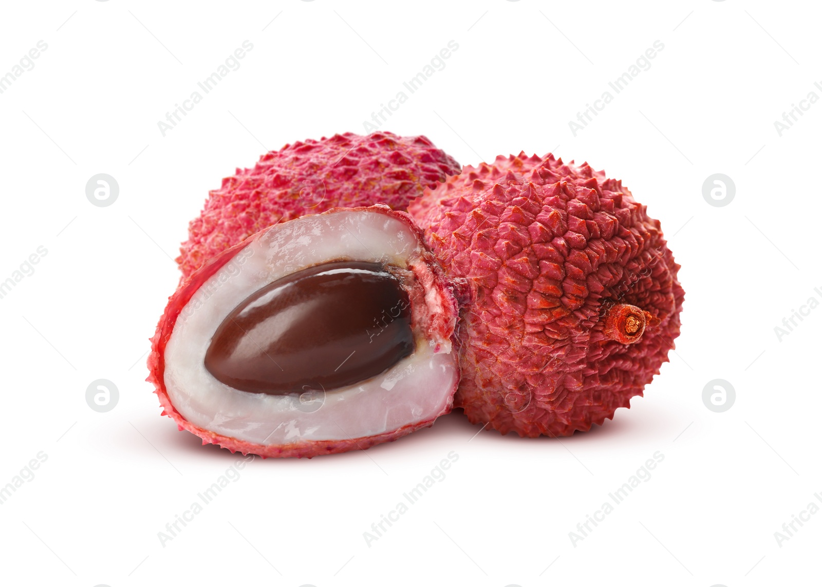 Image of Fresh lychees isolated on white. Tropical fruit