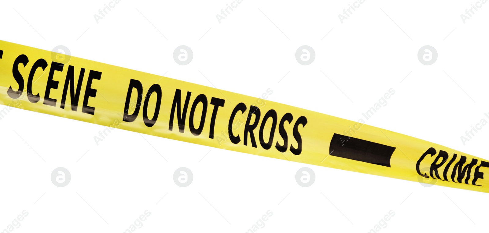 Photo of Yellow crime scene tape isolated on white