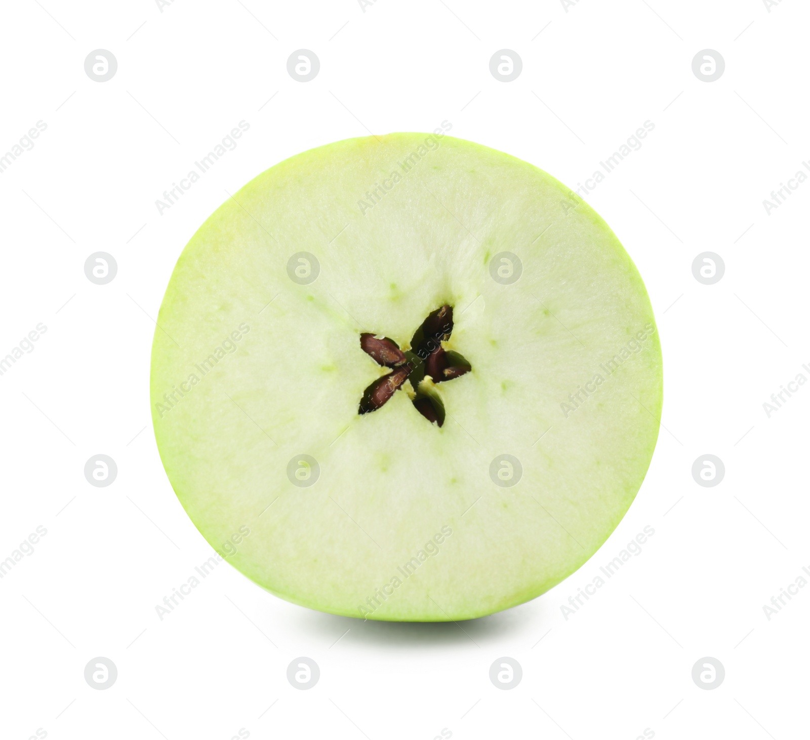 Photo of Half of fresh green apple isolated on white